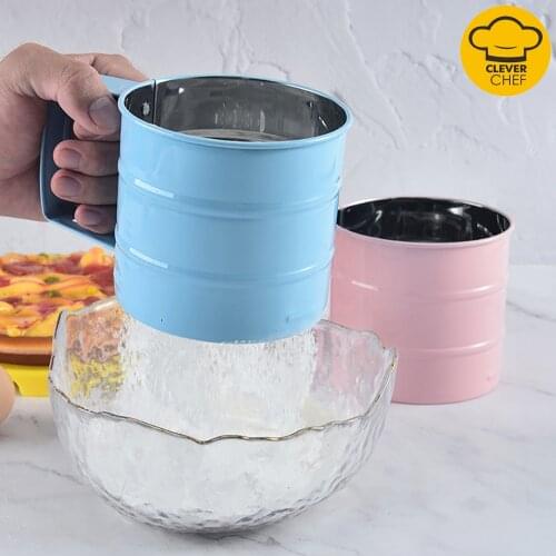 Stainless Steel Flour Sieve Kitchen Tool Manual Strainer for Flour Baking Tool Flour Sieve with Handle Mug Sieve Cup Filter
