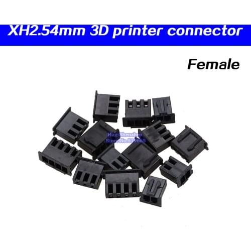 3D printer XH2.54 pitch black terminal housing female terminal 2pin 3pin 4pin 2.54mm connector 50pcs