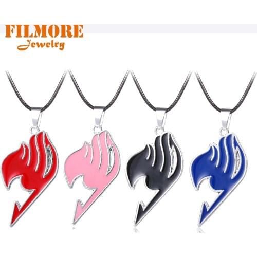 Fairy Tail Guild Sign Necklaces Pendants 4 Color Alloy Pendant Game Anime Link Chain Long Necklace Christmas Gift for Men Women