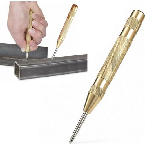 1PCS Automatic Center Pin Punch Spring Loaded Marking Starting Hole Tool Gold