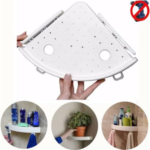 1Pc New Plastic Corner Storage Holder Shelves Shower Dish Tray Suction Cup For Kitchen Bathroom