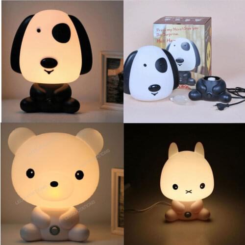 1PCS Big Cartoon Bear Rabbit Dog Night Light Led Desk Lamp Bedroom Bedside Table Lamp Christmas Gifts for Baby Children Kids
