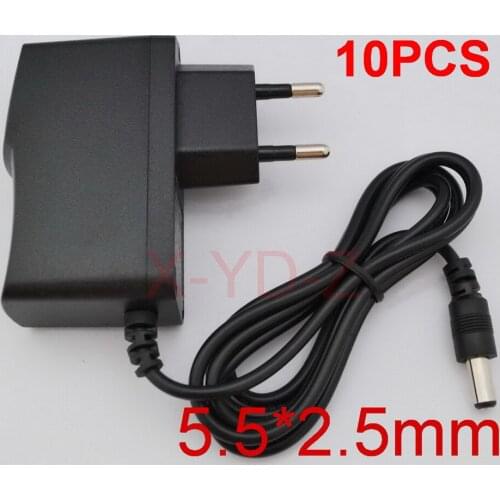 10PCS 12V1A New AC 100V-240V Converter power Adapter DC 12V 1A 1000mA Power Supply EU Plug DC 5.5mm x 2.1mm -2.5mm