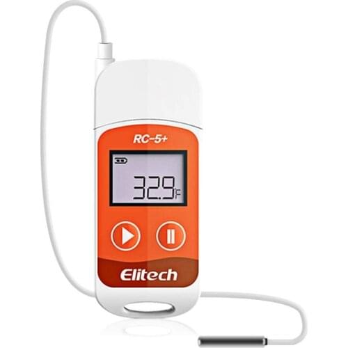 Elitech RC-5+ TE 10PACK PDF USB Temperature Data Logger Reusable Recorder 32000 Points High Accuracy (Extra External Sensor)