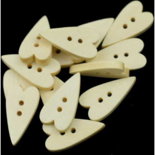 100PCS 2Holes Wooden Buttons Love Heart Shape Wood Craft for Wedding Table Home Decor DIY Birthday Decoration Party Scrapbooking