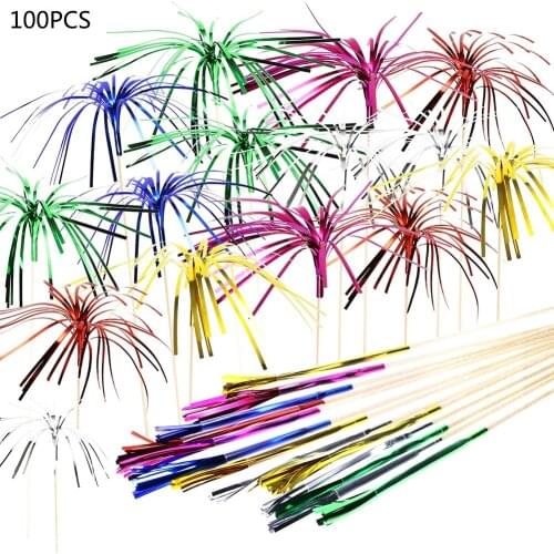 100Pcs Cocktail Fireworks Drinking dessert fruit Picks Sticks For Halloween Party Decoration Supplies Drink Holiday Ornaments