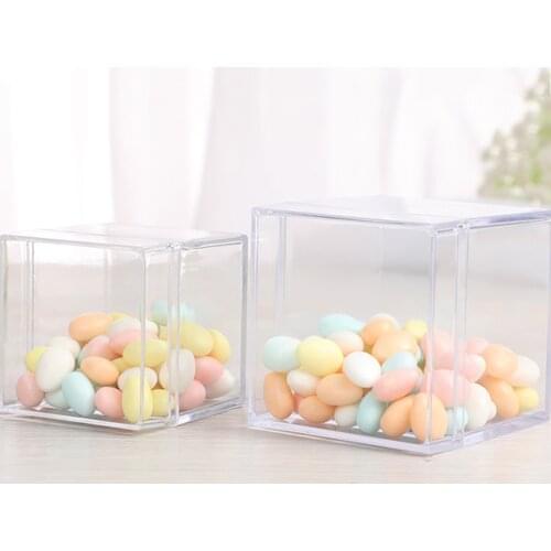 12pcs 5*5*5cm/6*6*6cm Square box candy plastic Transparent Sweet Box Square Candy Box Creative Jewelry Box
