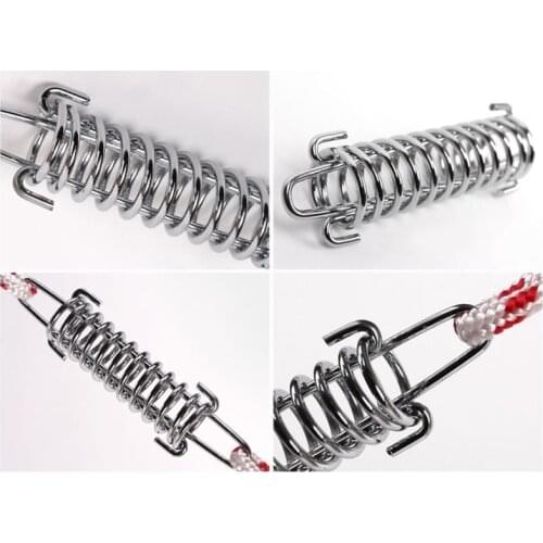 2pcs Stainless Steel Wind Rope Buckle Spring Hook Tent Spring Tensioner for Outdoor Camping Hiking Travel