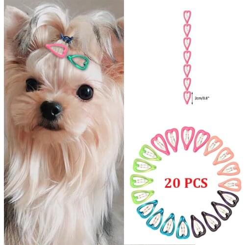 20pcs/lot Peach Heart Pet Dog Hairpin about 2cm Puppy Cat Hair Clips Grooming Supplies Dogs Hairpin Pet Grooming Accessories