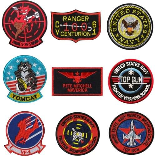 3D Embroidery Badge VF-1/TOP GUN American Airlines Pilot Patch Army Fan Morale Chapter Patch Armband Denim Clothes Jacket Icon