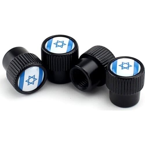 4pcs Anti Theft Car Moto Bike Wheel Tire Valve Cap For Volkswagen Polo Israel Flag Alloy Tubeless Tyre Stem Valves Air Dust Cap