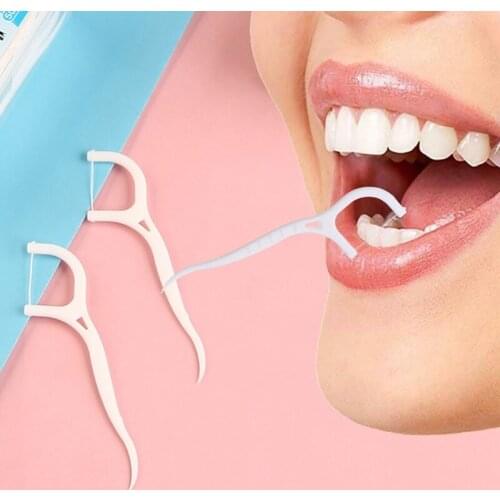50 Pcs/Lot Disposable Dental Flosser Interdental Brush Teeth Stick Toothpicks Floss Pick Oral Gum Teeth Cleaning Care Tools