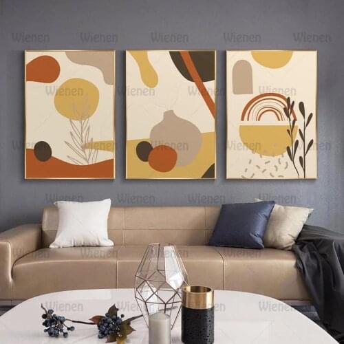 Canvas Printing Abstract Geometric Botanical Terracotta Poster and Print Wall Art Pictures Living Room Home Art Decor No Frame