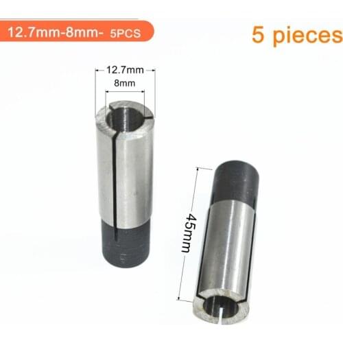 12.7mm-8mm,5pcs,Freeshipping CNC Milling Cutter Adaptor,Solid carbide End Mill,woodworking Router Bit conversion sleeve