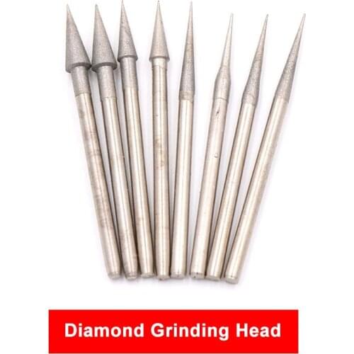 Dremel Accesories Electroplating Diamond Grinding Head 2.35mm Shank Polished Needle Jade Stone Carving Engraving Tool D pin