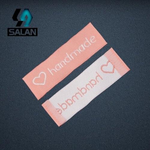 Free shipping stock 100pcs/lot handmade labels for clothing/bags/hats/gifts main label woven bids labels Customize tags SL055