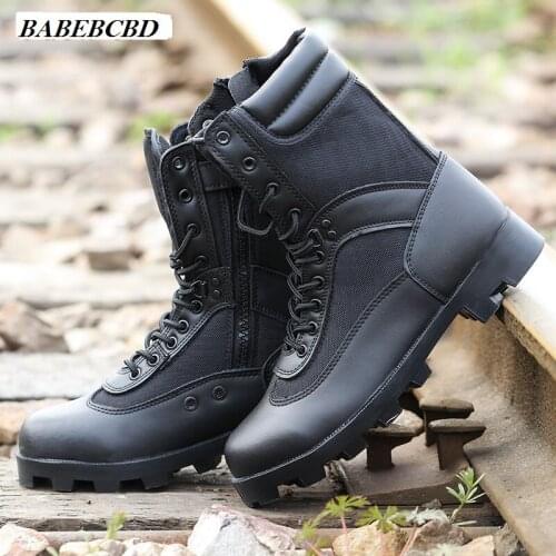 Hight-top Zipper Boots Mens Special Forces Combat Mens Big Dumb Combat Boots Desert Mountain Climbing Tactical Security Boots