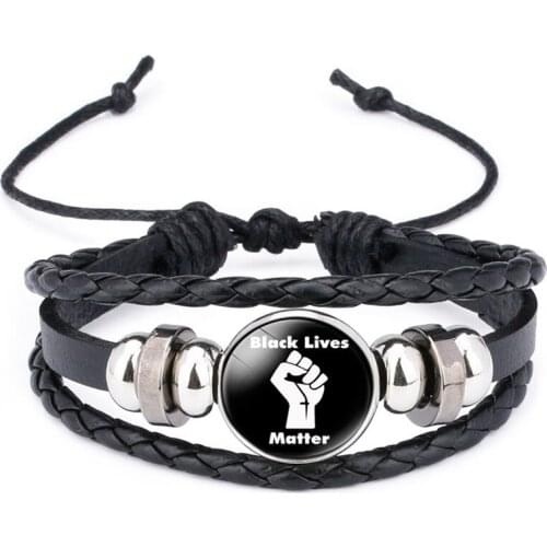 BLACK LIVES MATTER Bracelet Men Women Multilayer Leather Bangles Bracelets I CAN'T BREATH Bracelets Armband Pulsera Hombre
