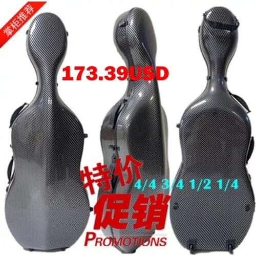 Carbon fiber cello case 4/4, water-resistant and pressure-resistant wheeled, light aircraft consignment