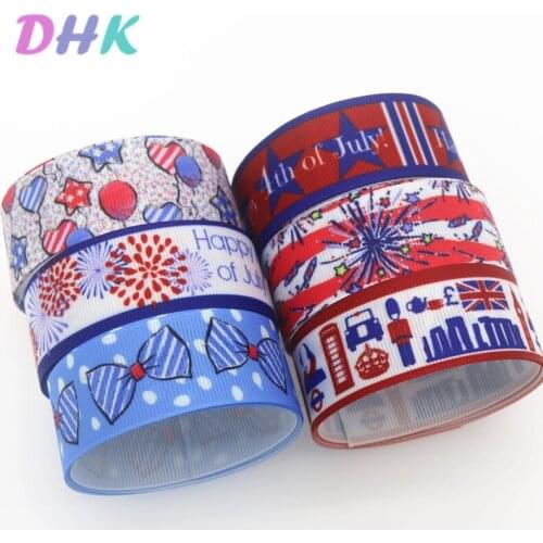 DHK 50yards 4th of july UK Printed Grosgrain Ribbon Accessory Hairbow Headwear Decoration DIY Wholesale OEM S1301