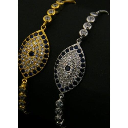 DJM Pace Setting Full CZ Zircon Blue Eye Retractable Bracelets Bangles For Womens Fashion Jewelry(DJ0615)