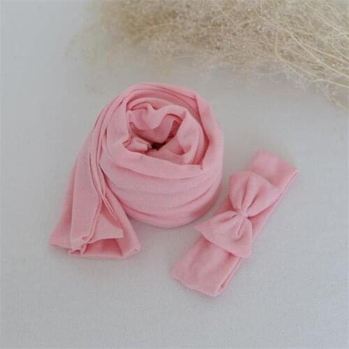 Newborn stretch knit wrap with Headband set Photography props Baby soft swaddle blanket layer fabric
