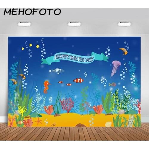Under The Sea Party Photography Backdrop Deep Blue Sea Mermaid Theme Background Child Kids Birthday Party Decoration Backdrops