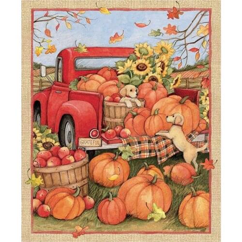 Fun 36x44 Panel Cotton Fabric Hanging Board Pumpkin Car Pattern Best Gift Door Decor Home Garden Decoration Hangs Decor