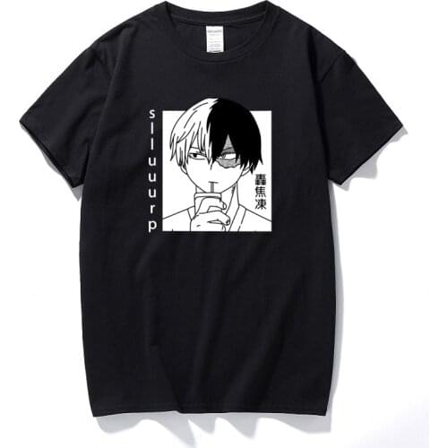 Anime Clothes Tops Todoroki BNHA T-Shirt My Hero Academia Classic T Shirt For Men Casual Cotton Short Sleeve Tshirt Euro Size