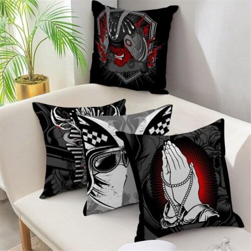 Fuwatacchi Pillows Cover Decorative Cartoon Game Pattern Print Black Cushion Cover for Living Room Sofa Throw Pillowcase 45x45cm