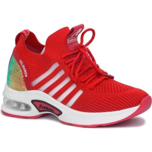 Gedikpaşalı GJ 301 8 Red 2021 Summer Women Shoes Casual Sneakers Daily Use Air Base Ornament Laced Elevator Street Style