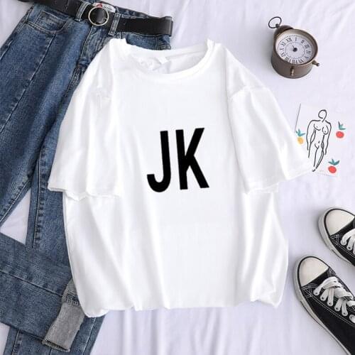 KPOP Bulletproof Boy Scouts jk letters print T-shirt Summer short sleeve simple graphic T-shirt Hand-painted