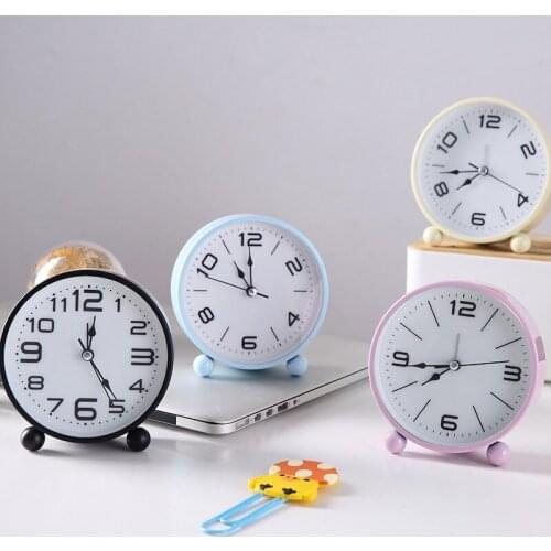 Creative Candy Color Silent Alarm Clock Bedside Fashion Modern Minimalist Metal Bedroom Clock Nordic Tabletop Decoration