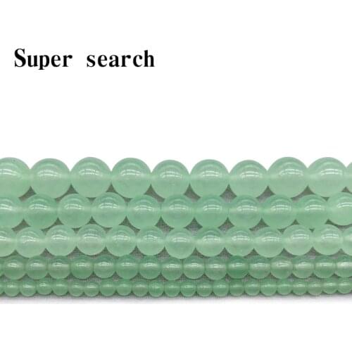 Natural Stone Light green Chalcedony Jades Round Loose Beads 4 6 8 10 12MM Fit DIY Bracelet&Necklace Jewelry Making Part
