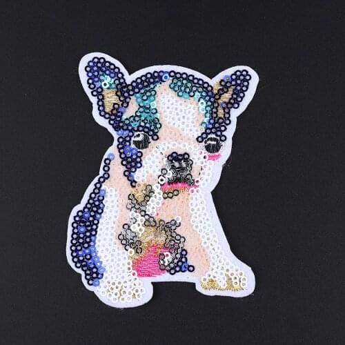 Cute Sequin puppy animal patches denim jacket pants backpack decoration accessories Decal badge ironing on the clothes
