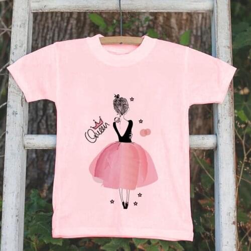 Fashion Boys Top Tees Children Girl Clothing Cartoon Flower Queen T Shirt Kids Summer Loos O-neck Clothes 1152