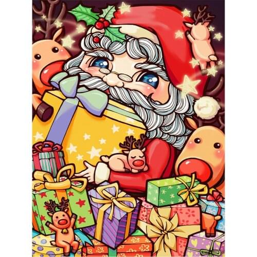 Cartoon Santa & Reindeer Gifts Diamond Painting Round Full Drill Christmas Nouveaute DIY Mosaic Embroidery 5D Cross Stitch