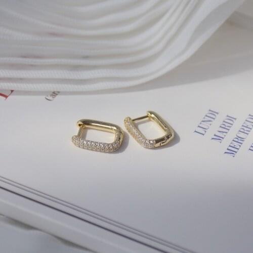 New Arrival Delicate Zircon CZ Geometric Stud Earrings for Women 14K Gold Plated Simple Style Earrings