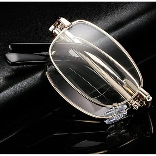 Advanced Alloy Full-rim Gold Anti-fatigue Men Women Bifocal Reading Glasses +0.75 +1.25 +1.5 +2.00 +1.75 TO +4 with Case