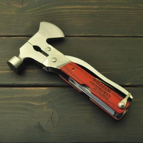 Personalized Engraved Knife Groomsman Knife Multi-tool Pocket Knife with Hammer Head Gift For Him For Dad