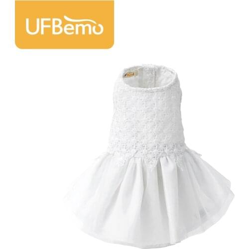 UFBemo Dog Dress Costume Cat Pet Dresses for Christmas Wedding Party White Lace for All Seasons Clothes for Small Dogs Chihuahua