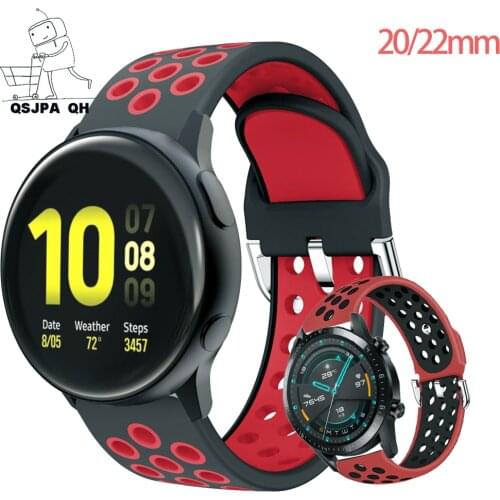 20mm 22mm Watchband Strap for Samsung Galaxy Watch 42mm 46mm Active 2 Gear S2 S3 Huawei Watch gt 2 Sport Silicone Band Bracelet