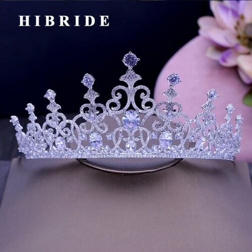 HIBRIDE Luxury New Wedding Pageant Headband Tiaras And Crown AAA Cubic Zircon Women Hair Accessories For Wedding Gifts C-51