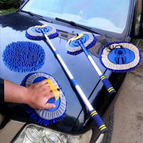 Upgrade Car Washing Mop Three Section Telescopic Super Absorbent Car Cleaning Brushes Mop Window Wash Tool Soft 180 Degree