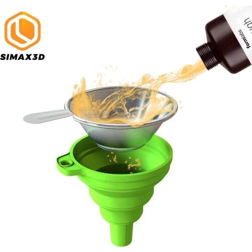 SIMAX3D Silicone Collapsible Funnel with Stainless Steel Resin Filter Cup for SLA DLP LCD 3D Printer ELEGOO Mars Photon Formlabs