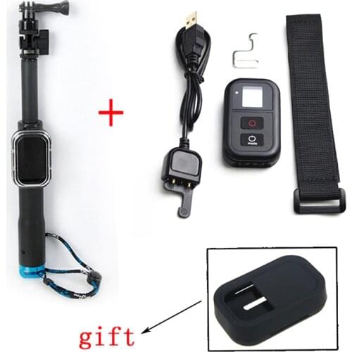 For GoPro Hero 4/3+/3 Remote Control+ Extension Pole monopod tripod gift Silicone Case For GoPro 4/3+/3 Session Accessories