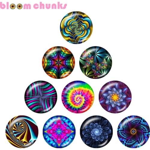 Spiral fractal art pattern 12mm/18mm/20mm/25mm Round glass cabochon flat back Making snap button jewelry S4041