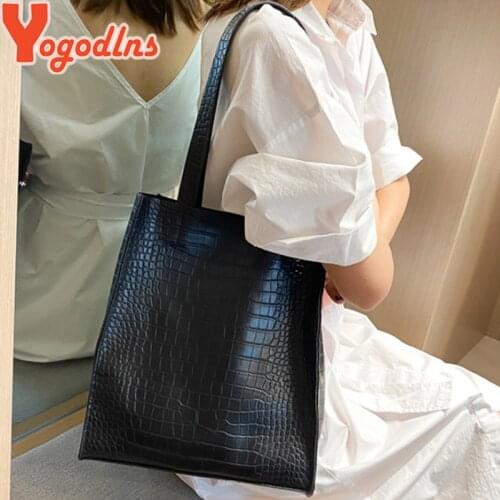 Yogodlns Vintage Alligator Pattern Shoulder Bag Women PU Leather Handbag Fashion Tote Bag Large Capacity Armpit Bag Trendy Pouch