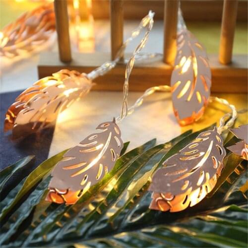 Iron Leaves Gold Heart String Lights 10 Led Wedding Christmas Birthday Holiday Room Courtyard Decorative LED Lights Party Favors