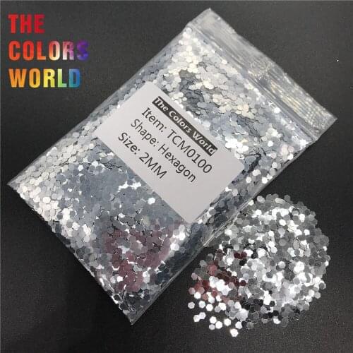 TCM0100 Bright Silver Sprinkling Metallic Luster Hexagon Shape Nail Glitter Nail Art Decoration Makeup Face Glitter Henna DIY